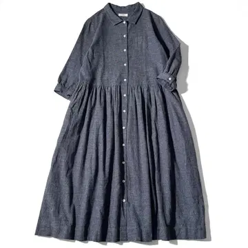 Parkes 밴드 카라 셔츠 원피스 일본제 M