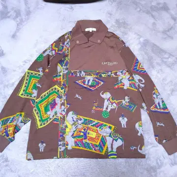 LEOPARD SPORT 코끼리 서커스 프린트 L 사이즈 긴팔 피케 셔츠