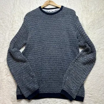 컨디션 최상 XL 스티븐 앨런 크루넥 니트 스웨터 엠보싱 린넨