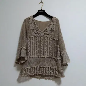 그레이스 콘티넨탈 레이스 튜닉 베이지 핑크 36