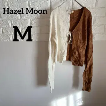 [ Hazel Moon ] M 리브 가디건 (화이트/브라운 하프)