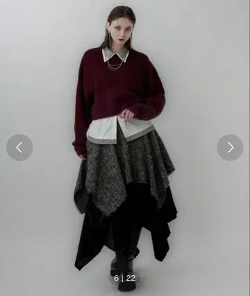 HARE 라메 트위드 이레헴 스커트 그레이