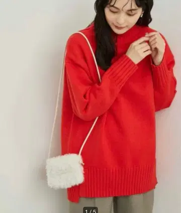 로페피크닉 사이드 슬릿 빨간색 니트 풀오버 fumio 카나카와 후미오