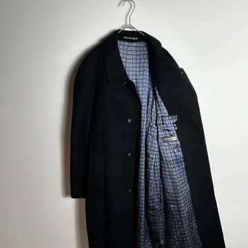 캐시미어 실크 안감 올 패턴 롱 기장 스텐카라 코트 블랙 비익 XL