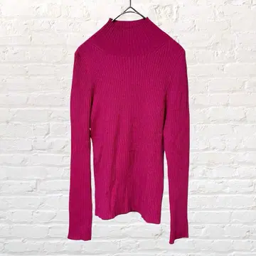 12259 투모로우랜드 울 100% 리브 모크넥 스웨터 S