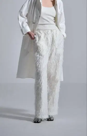 MECRE 자카드 스트레이트 팬츠 화이트 M