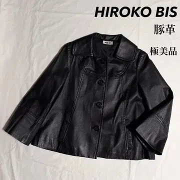 컨디션 최상! HIROKO BIS 돈피 프릴 가죽 자켓 블랙