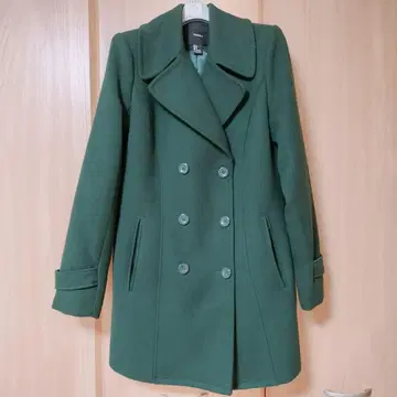 그린 더블 브레스트 체스터 코트
