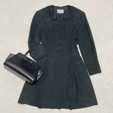 오버투웬티 도트 무늬 원피스 백리본 둥근 카라 드레스 레트로 9