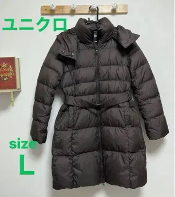 유니클로 다운 코트 사이즈 L 브라운 UNIQLO