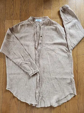 베이지 긴팔 셔츠 F 사이즈 면 100%