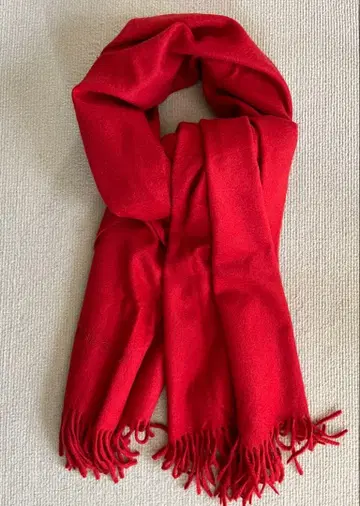 캐시미어 대형 스톨 빨간색 준코 시마다 USED 185 x 70cm