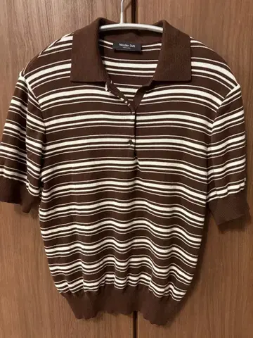 Massimo Dutti 스트라이프 피케 셔츠 브라운 M