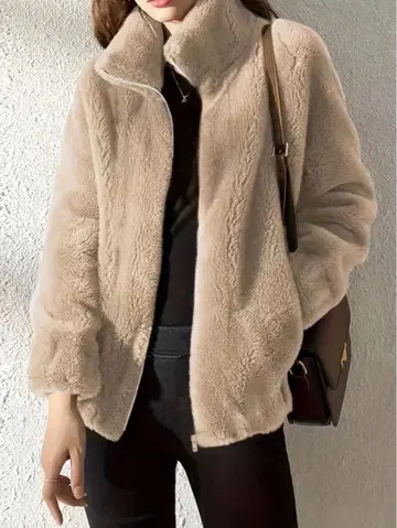 미사용 새상품 여성용 보아 자켓 베이지 2XL 사이즈 오버 사이즈