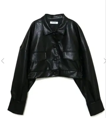 cropped leather like jacket
