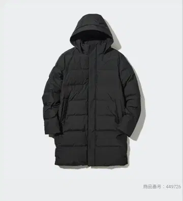 유니클로 심리스 다운 코트 블랙 M