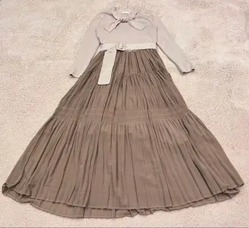 And Couture 니트 원피스 베이지 브라운 롱 원피스 (38