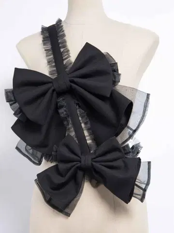 noir kei ninomiya 리본 하네스 블랙 프릴