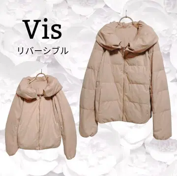 비스 [ Vis ] 페더 다운 자켓 리버서블 [ S ] 핑크 베이지