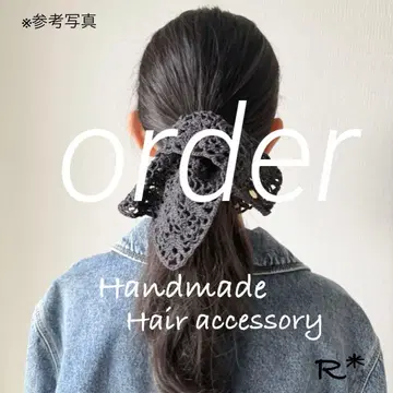 스퀘어 스크런치/레이스 뜨개질/핸드메이드/헤어 액세서리