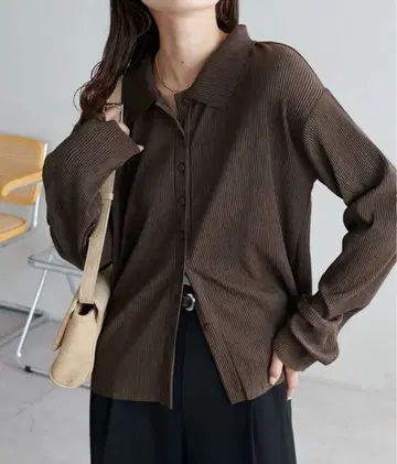 카라 달린 플리츠 프론트 오픈 풀오버