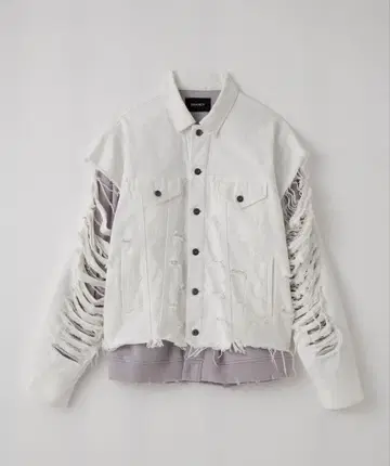 [ GRANCY ] 맨투맨 도킹 디자인 데미지 데님 자켓