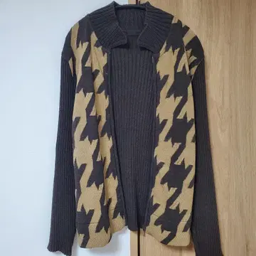하운드 투스 패턴 지퍼 가디건 M COMME CA DU MODE