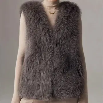 퍼 베스트 그레이 노카라 M 사이즈