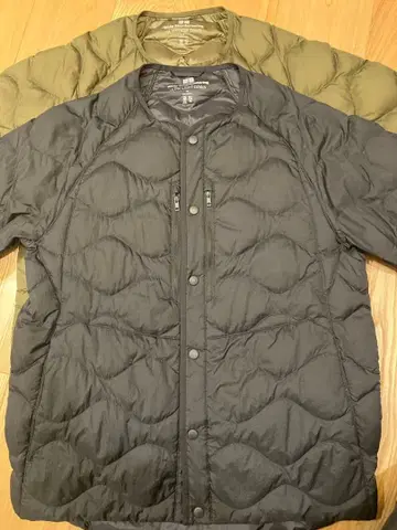 유니클로 화이트 마운테니어 다운 블랙 올리브 세트 M 사이즈