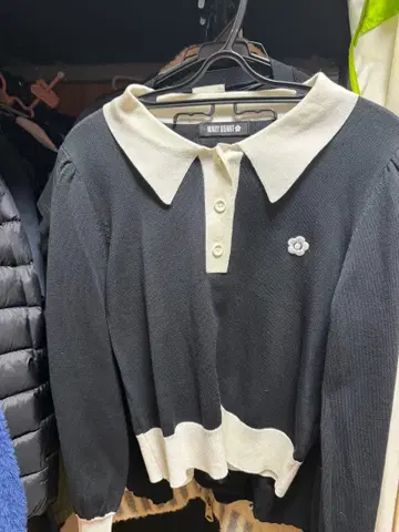 MARY QUANT 바이컬러 데이지 폴로 긴팔