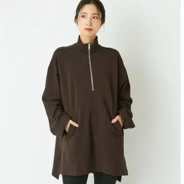 Ciaopanic 차오패닉 하프 ZIP 튜닉 맨투맨 브라운