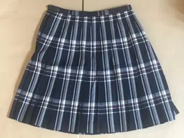 [ EASTBOY ] 네이비&화이트 체크 무늬 플리츠 스커트