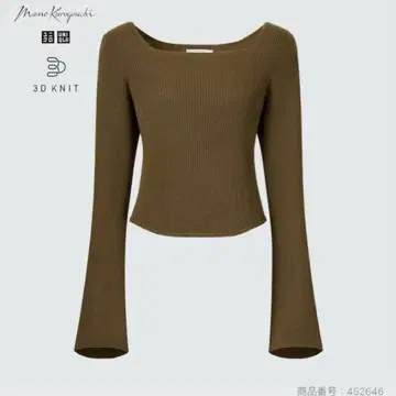 택 포함 새상품 유니클로 3D 리브 스퀘어넥 스웨터 긴팔 Mame 콜라보
