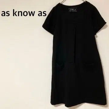 아즈노아즈 반팔 무릎 기장 원피스 울 블렌드 손세탁 가능 블랙 일본제