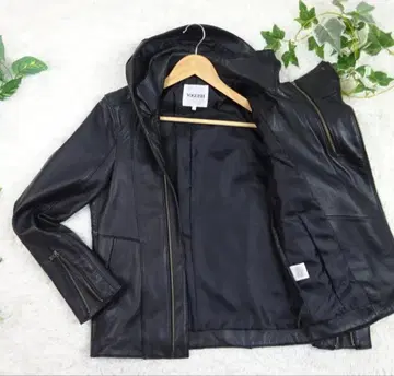 새상품급 보 기쉬 후디드 더블 라이더스 램 가죽 양가죽 L 블랙