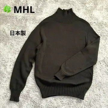 MHL 터틀넥 니트 차콜 그레이 울 100 M 일본제
