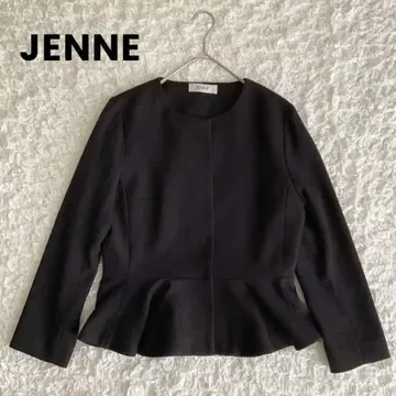JENNE 제뉴 노카라 페플럼 자켓 코트 L 블랙