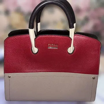 미사용품 FURLA 빨간색 베이지 화이트 핸드백 2way