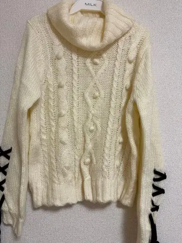 AnkRouge 아이보리 케이블 짜임 니트