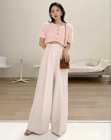 SNIDEL 와이드 라인 팬츠 핑크