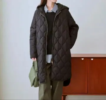 니센 2WAY 퀼팅 보아 안감 후디드 코트 블랙 L 사이즈