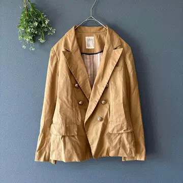 페이지 보이 [M] 고급 내추럴 매끄러운 터치 더블 버튼 테일러드 자켓