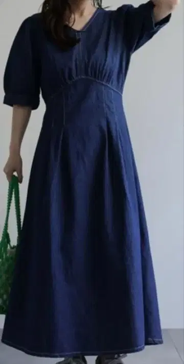 겨울 세일 ap retro 네이비 데님 맥시 길이 원피스