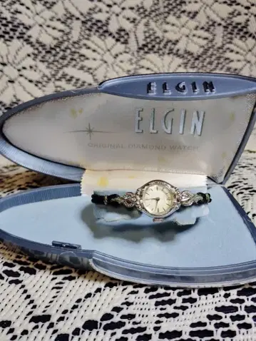 ELGIN 수동 와인딩 시계 다이아몬드 장식 포함