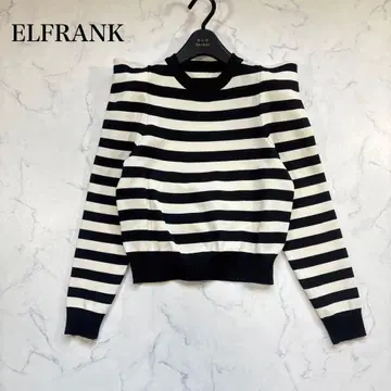 컨디션 최상 24AW 엘프 랭크 보더 니트 퍼프 슬리브 풀오버