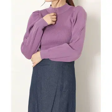 새상품급 마이 스트라다 퍼프 소매 니트 퍼플 사이즈 38