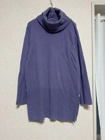 캐시미어 100% 보라색 터틀넥 긴팔 스웨터