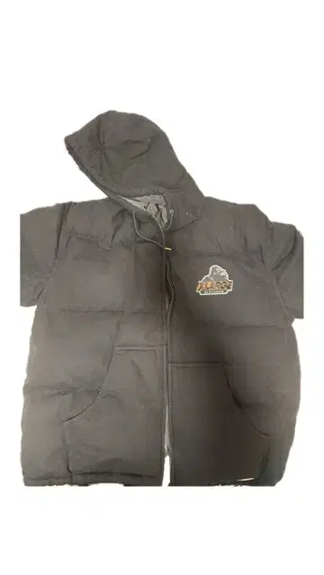 Xlarge 블랙 후드 부착 다운 자켓 로고 자수