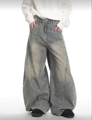 미사용 새상품 빈티지 데님 청바지 루즈 와이드 레그