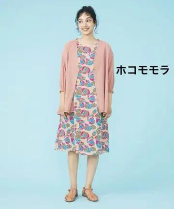 호코모모라 Abrazar 프린트 원피스 슬리브리스 레트로 이토킨